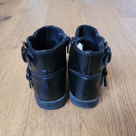 T8 Black Moto Combat Boots - Picture 3 of 6